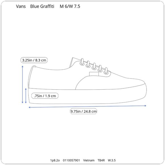 Vans Aqua Blue Graffiti Skull Bat Yin and Yang Smiley Face Sneakers M 6 W 7.5 - Picture 10 of 10
